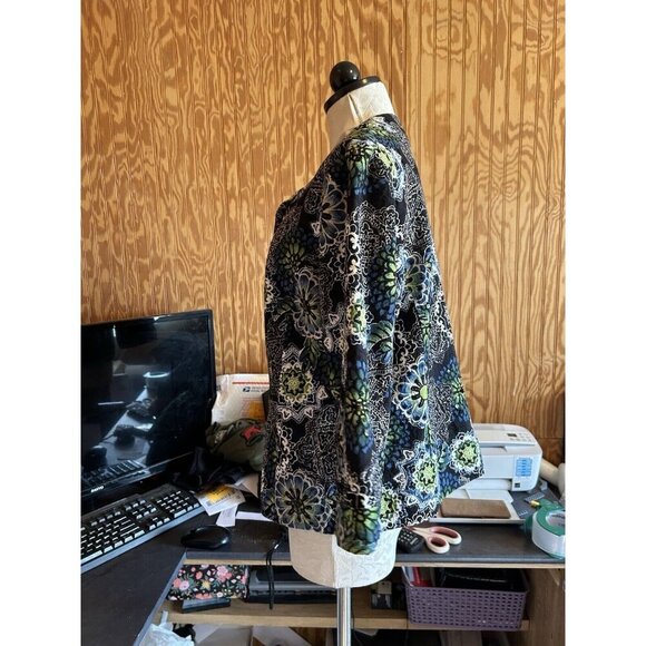 Chico's Printed Mandalla Jacket Blazer Black Long Sleeve Sequins Sz 2 (L) - Picture 6 of 10